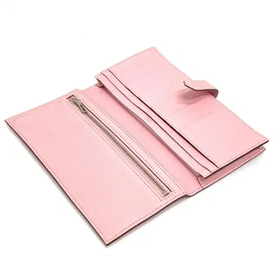 Pre-owned Hermes Pink Leather Long Wallet (bi-fold) ()