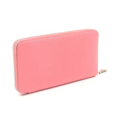 Pre-owned Hermes Pink Rose Azalee Epsom Leather Long Wallet (bi-fold) () In Pink, Rose Azalee