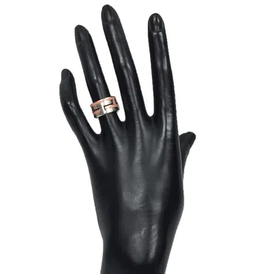 Pre-owned Hermes Pink Silver Lacquer Silver 925 Band Ring () In Pink, Silver