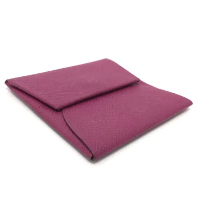 Pre-owned Hermes Purple Leather Coin Purse/coin Case ()