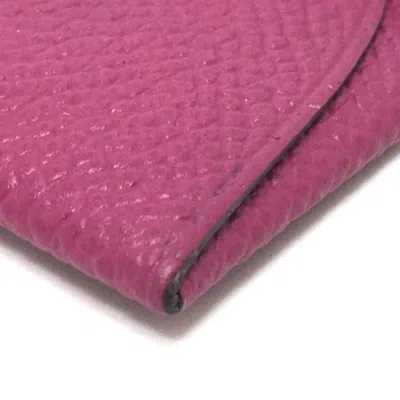 Pre-owned Hermes Purple Leather Coin Purse/coin Case ()
