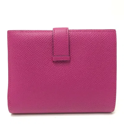 Pre-owned Hermes Purple Leather Wallet (bi-fold) ()