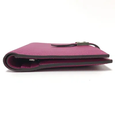 Pre-owned Hermes Purple Leather Wallet (bi-fold) ()