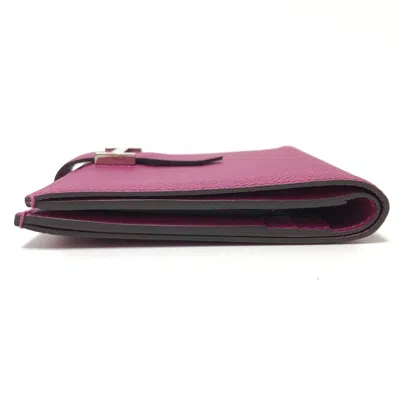 Pre-owned Hermes Purple Leather Wallet (bi-fold) ()