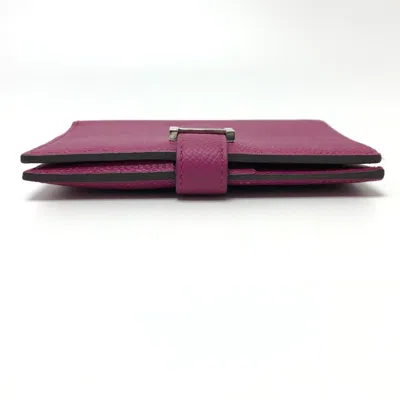Pre-owned Hermes Purple Leather Wallet (bi-fold) ()