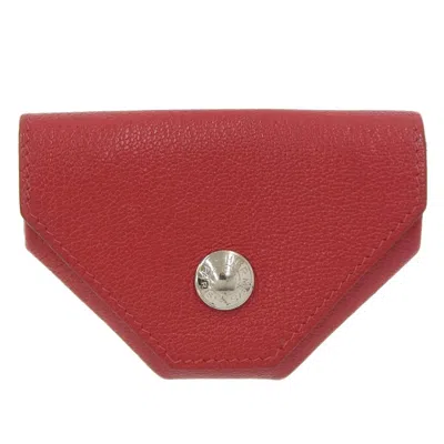Pre-owned Hermes Red Color Chevre Leather Coin Purse/coin Case ()