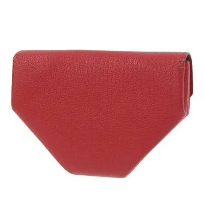 Pre-owned Hermes Red Color Chevre Leather Coin Purse/coin Case ()