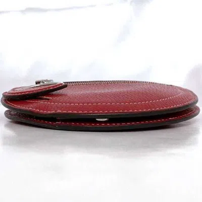 Pre-owned Hermes Red Color Chevre Myzore Leather Wallet (bi-fold) ()