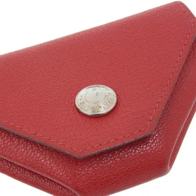 Pre-owned Hermes Red Color Chevre Leather Coin Purse/coin Case ()