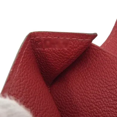Pre-owned Hermes Red Color Chevre Leather Coin Purse/coin Case ()