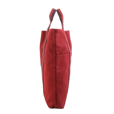 Pre-owned Hermes Red Color Cotton Handbag Tote Bag ()