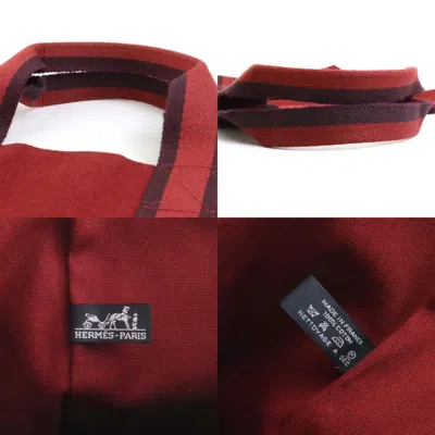 Pre-owned Hermes Red Color Cotton Handbag Tote Bag ()