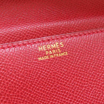 Pre-owned Hermes Red Color Courchevel Leather Clutch Bag ()