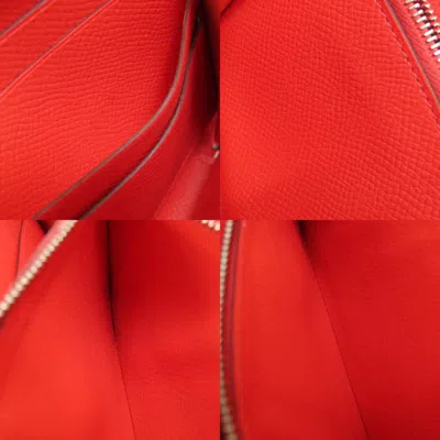 Pre-owned Hermes Red Color Epsom Leather Long Wallet (bi-fold) ()