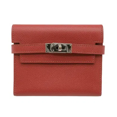 Pre-owned Hermes Red Color Epsom Leather Wallet (bi-fold) ()