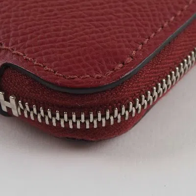 Pre-owned Hermes Red Color Epsom Leather Silk Long Wallet (bi-fold) ()