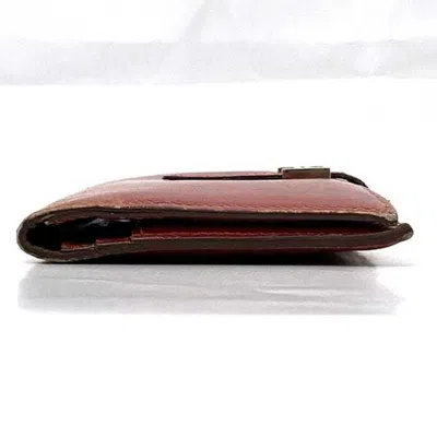 Pre-owned Hermes Red Color Leather Long Wallet (bi-fold) ()