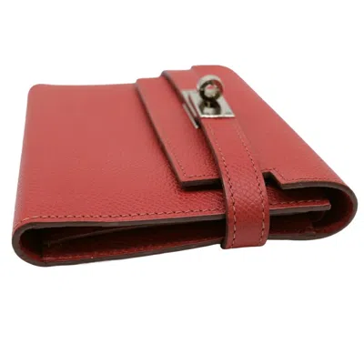 Pre-owned Hermes Red Color Epsom Leather Wallet (bi-fold) ()