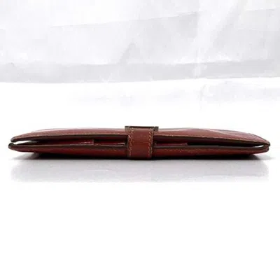 Pre-owned Hermes Red Color Leather Long Wallet (bi-fold) ()