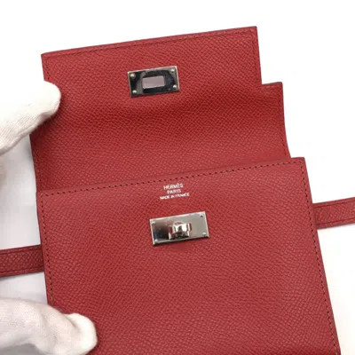 Pre-owned Hermes Red Color Epsom Leather Wallet (bi-fold) ()