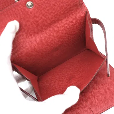 Pre-owned Hermes Red Color Epsom Leather Wallet (bi-fold) ()