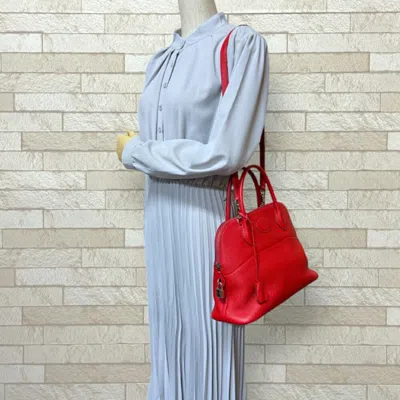 Pre-owned Hermes Red Color Rouge H Taurillon Clemence Leather Shoulder Bag () In Red Color, Rouge H