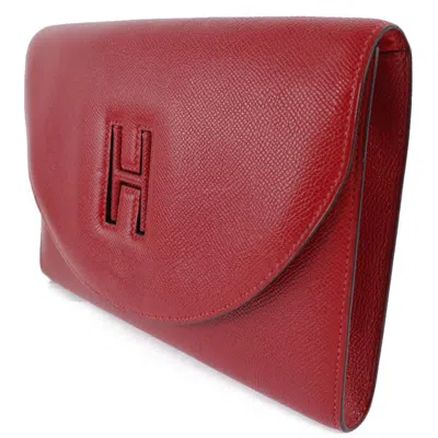 Pre-owned Hermes Red Color Rouge Vif Epsom Leather Clutch Bag () In Red Color, Rouge Vif