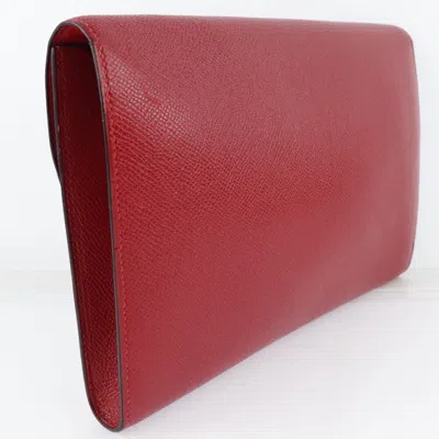 Pre-owned Hermes Red Color Rouge Vif Epsom Leather Clutch Bag () In Red Color, Rouge Vif