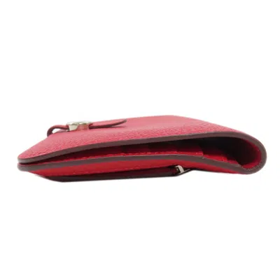 Pre-owned Hermes Red Color Togo Leather Long Wallet (bi-fold) ()