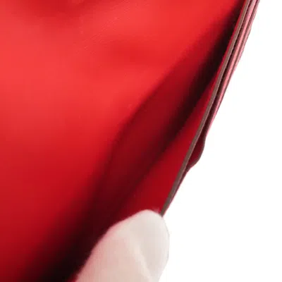 Pre-owned Hermes Red Color Togo Leather Long Wallet (bi-fold) ()