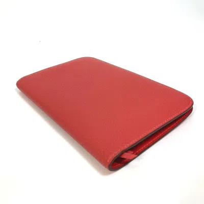 Pre-owned Hermes Red Leather Long Wallet (bi-fold) ()