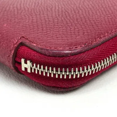 Pre-owned Hermes Red Leather Long Wallet (bi-fold) ()