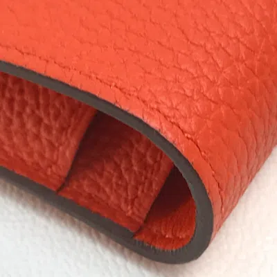 Pre-owned Hermes Red Leather Long Wallet (bi-fold) ()