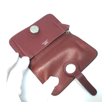 Pre-owned Hermes Red Leather Coin Purse/coin Case ()