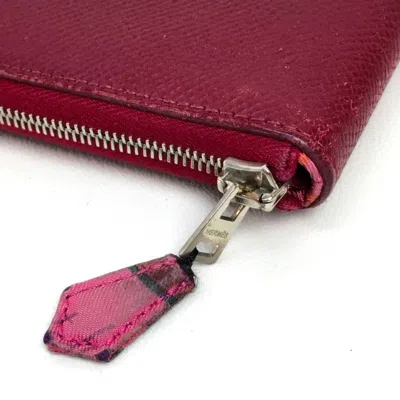 Pre-owned Hermes Red Leather Long Wallet (bi-fold) ()