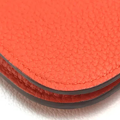 Pre-owned Hermes Red Leather Long Wallet (bi-fold) ()