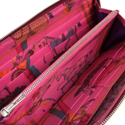 Pre-owned Hermes Red Leather Long Wallet (bi-fold) ()