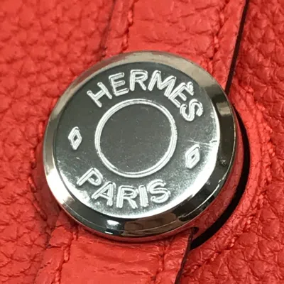 Pre-owned Hermes Red Leather Long Wallet (bi-fold) ()