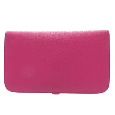 Pre-owned Hermes Rose Purple Togo Leather Long Wallet (bi-fold) ()