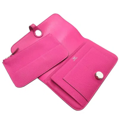 Pre-owned Hermes Rose Purple Togo Leather Long Wallet (bi-fold) ()