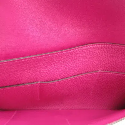 Pre-owned Hermes Rose Purple Togo Leather Long Wallet (bi-fold) ()