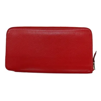 Pre-owned Hermes Rouge Casaque Epsom Leather Long Wallet (bi-fold) ()