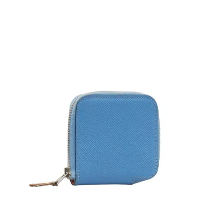Pre-owned Hermes Silk'in Blue Leather Coin Purse/coin Case ()