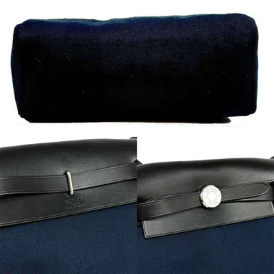 Pre-owned Hermes Sellier Navy Black Canvas Shoulder Bag ()
