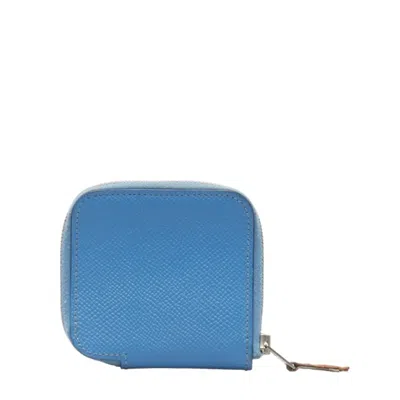 Pre-owned Hermes Silk'in Blue Leather Coin Purse/coin Case ()