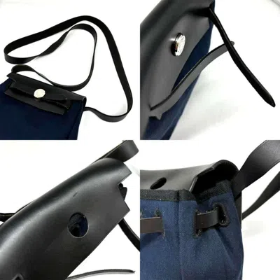 Pre-owned Hermes Sellier Navy Black Canvas Shoulder Bag ()