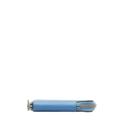 Pre-owned Hermes Silk'in Blue Leather Coin Purse/coin Case ()