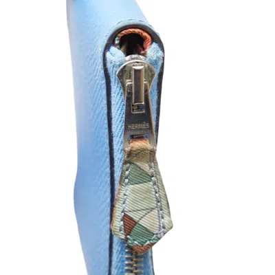 Pre-owned Hermes Silk'in Blue Leather Coin Purse/coin Case ()