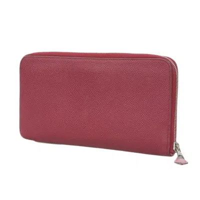 Pre-owned Hermes Silk'in Red Color Rouge H Courchevel Leather Long Wallet (bi-fold) () In Red Color, Rouge H