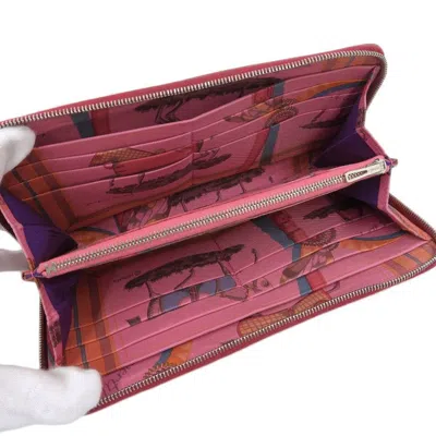 Pre-owned Hermes Silk'in Red Color Rouge H Courchevel Leather Long Wallet (bi-fold) () In Red Color, Rouge H